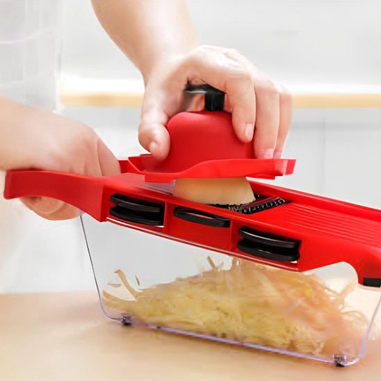 mandoline cuisine professionnelle rouge polyvalente